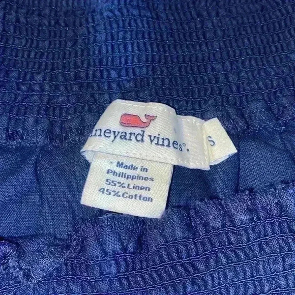 Vineyard Vines smocked cotton linen top - Picture 2 of 4